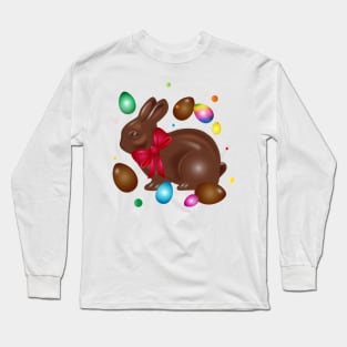 delicious chocolate Easter bunny with chocolate eggs Long Sleeve T-Shirt